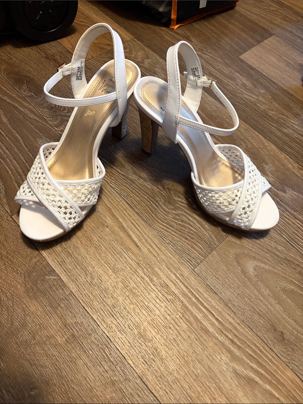 Elegant White Woven Strap High Heel Sandals - Women's Dress Heels